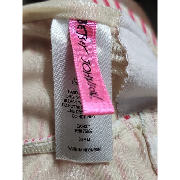 Betsey Johnson Red White & Gold Dot Striped Vintage Style Swimsuit Medium - Picture 8 of 8